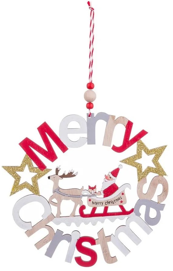 Decorazione natalizia da appendere in legno 23 cm Merry Christmas – Casa Selección