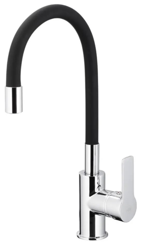 KFA Armatura 6553-915-00-Rubinetto per lavello con braccio flessible RUMBA 40,5cm nero/cromo lucido