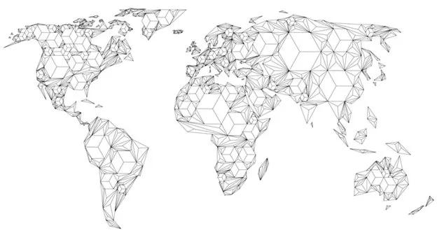 Fotomurale XXL Map of the World white solids