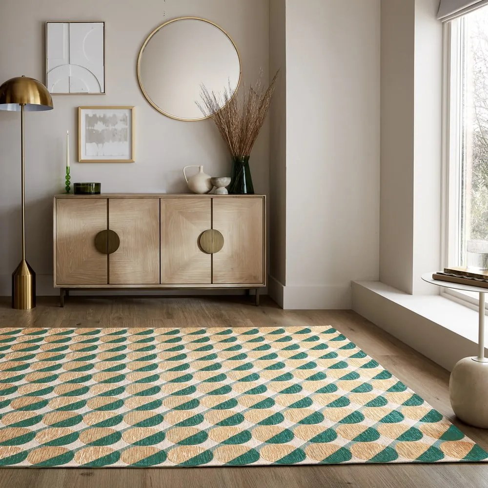 Tappeto giallo-verde 120x170 cm Carlos Circle Geo - Flair Rugs