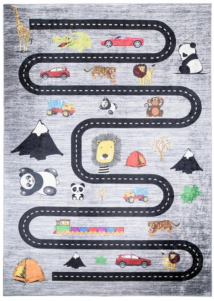 Tappeto per bambini con motivo di strade, auto e animali Larghezza: 80 cm | Lunghezza: 150 cm