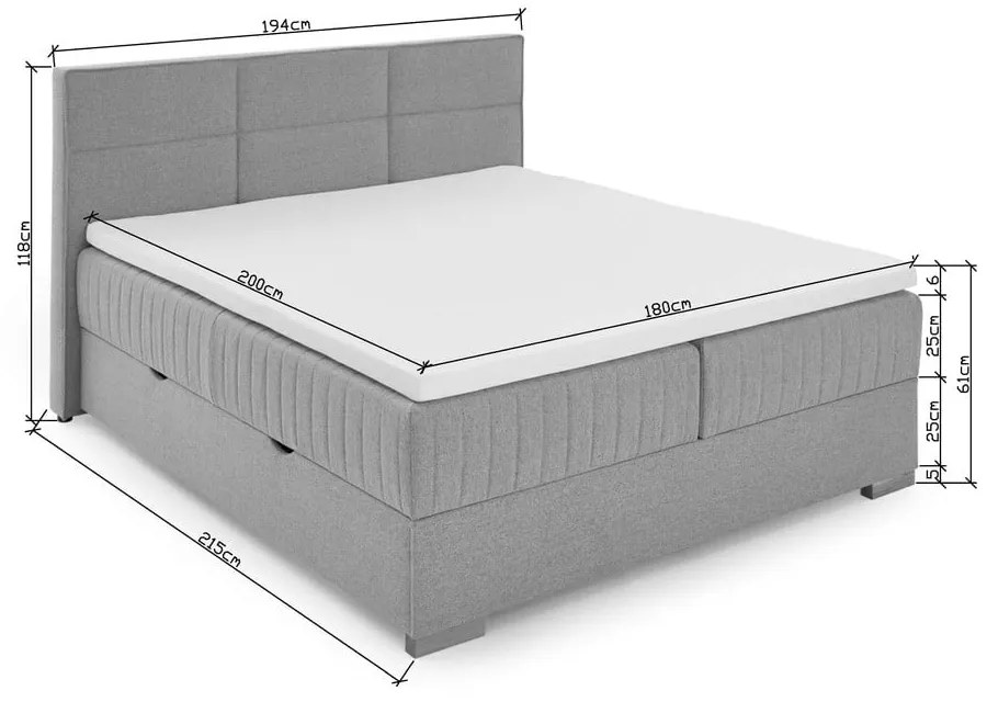 Letto boxspring beige con contenitore 180x200 cm Tambo - Meise Möbel