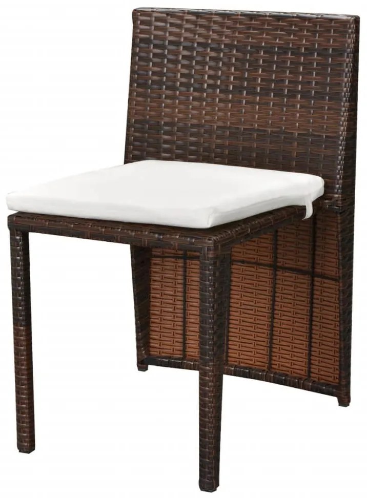 Set da Bistrot 3 pz con Cuscini in Polyrattan Marrone