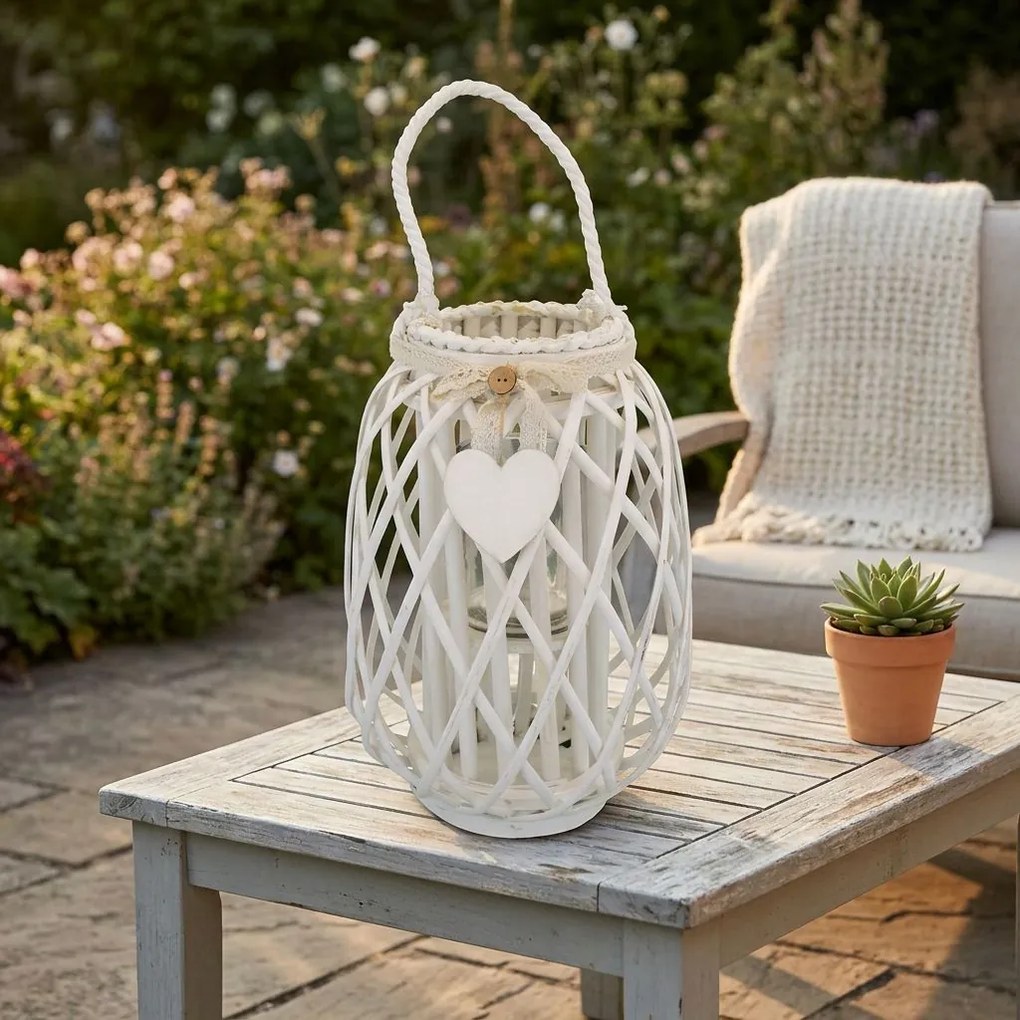 GENEVIEVE - lanterna in vimini tondo 14 x 35 cm