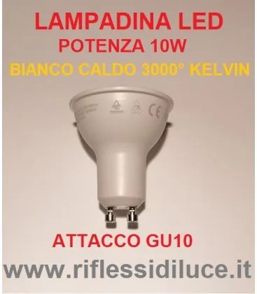 Lampadina led attacco gu10 potenza 10w luce bianco caldo