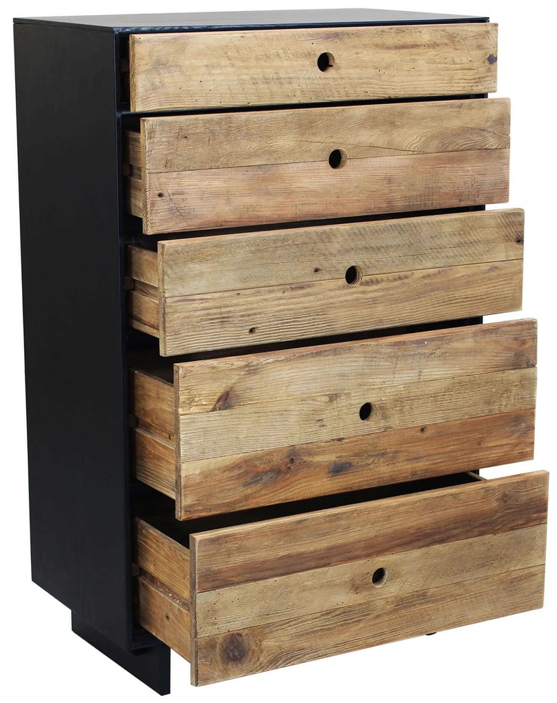 PINUS BLACK - cassettiera in pino riciclato