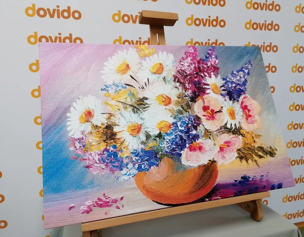 Quadro su tela – Dipinto a olio di fiori estivi