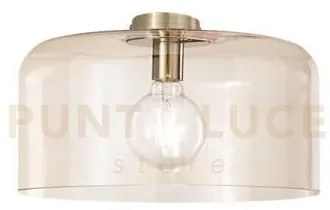 Plafoniera gibus ambra 1 luce attacco e27 40x40x23cm in vetro soffiato