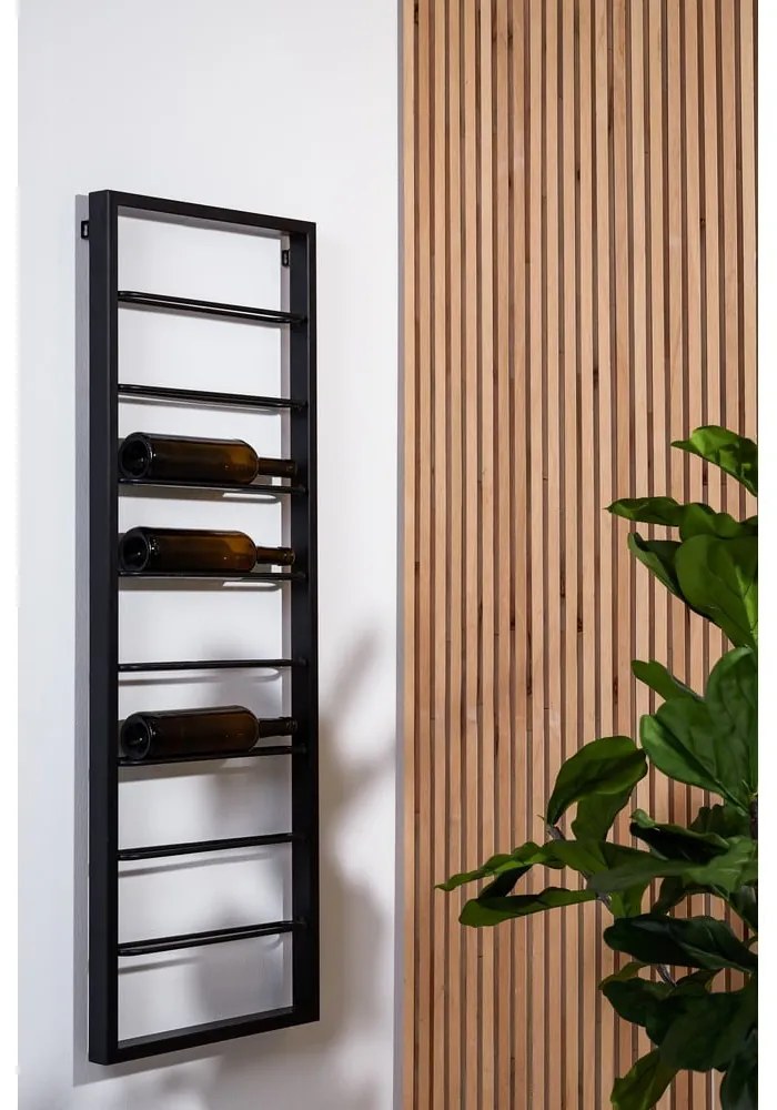 Portabottiglie in metallo nero da parete 42x120x6 cm Macaben - Light &amp; Living