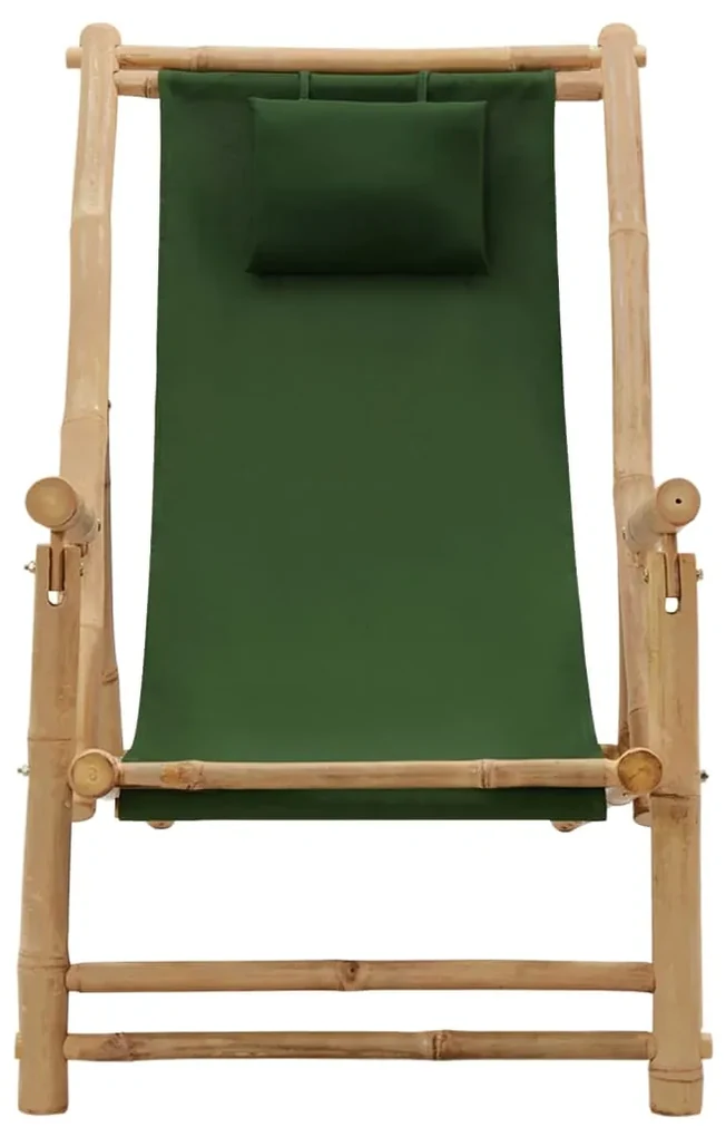 Sedia a sdraio in bambù e tela verde