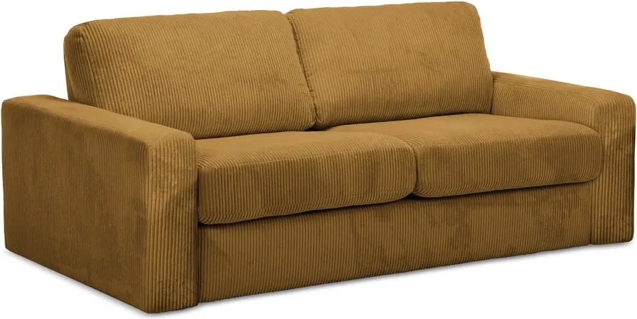 Divano color senape allungabile con rivestimento in velluto a coste 195 cm Nona – Makamii