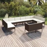 Set Divani da Giardino 12 pz con Cuscini in Polyrattan Marrone 3094623