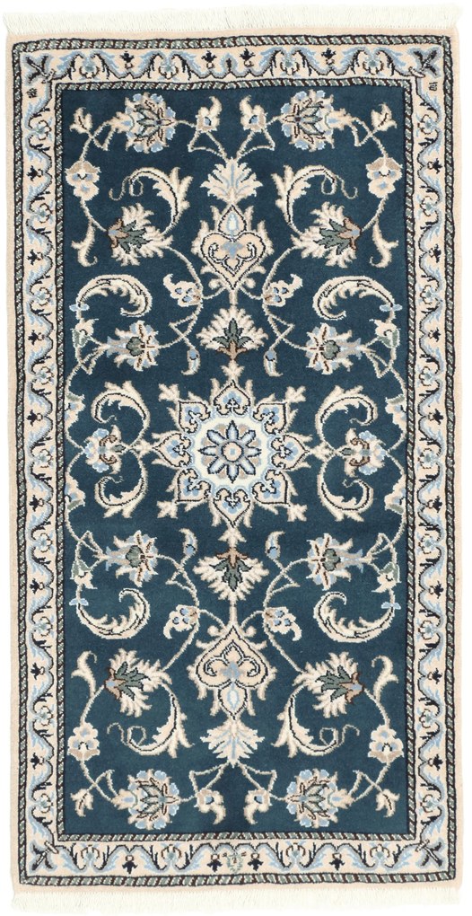 Nain Tappeto 70 x 140 Blu (Iran) Annodato A Mano