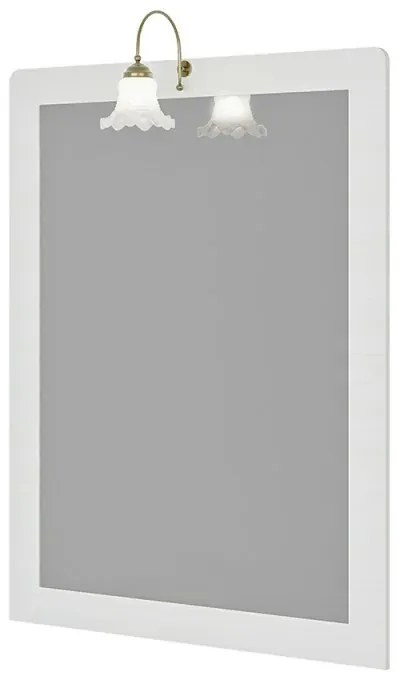 Mobile bagno a terra 85 cm bianco decape con lavabo specchio e lampada Romantica