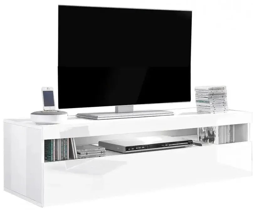 Porta TV Burrata Bianco Lucido da 130 cm