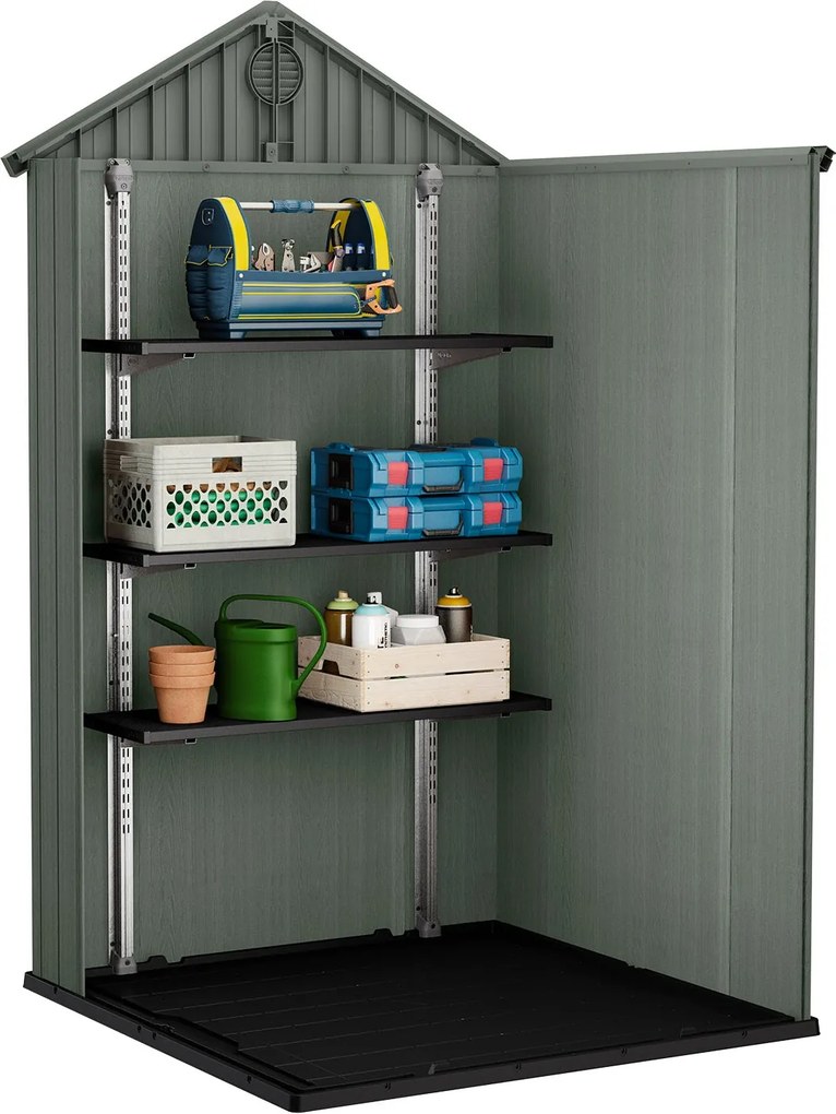 Casetta da Giardino Porta Attrezzi 125,8x117x205 cmin Evotech+ Keter Darwin 4x4 Verde...