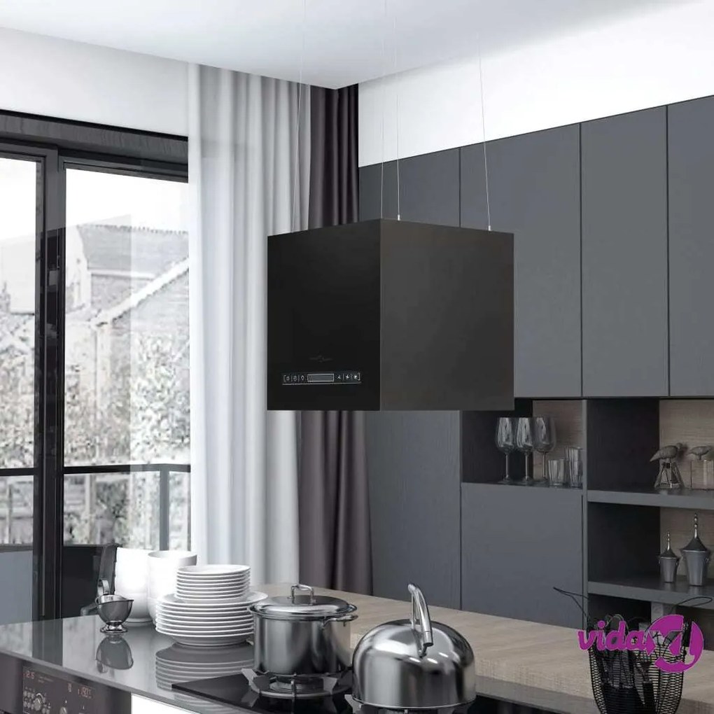 vidaXL Cappa da Cucina ad Isola Sospesa LCD Sensore 37 cm in Acciaio