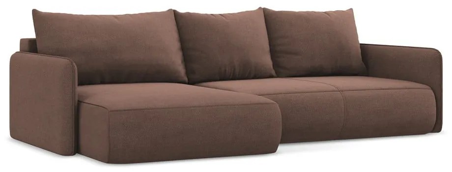 Divano angolare rosa allungabile/con contenitore (con penisola a sinistra) Nanea – Makamii