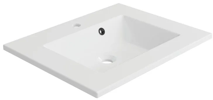 Lavabo a incasso rettangolare vasca centrale Neo L 61 x H 11.2 x P 48.5 cm in composito minerale di resina gelificata bianco lucido
