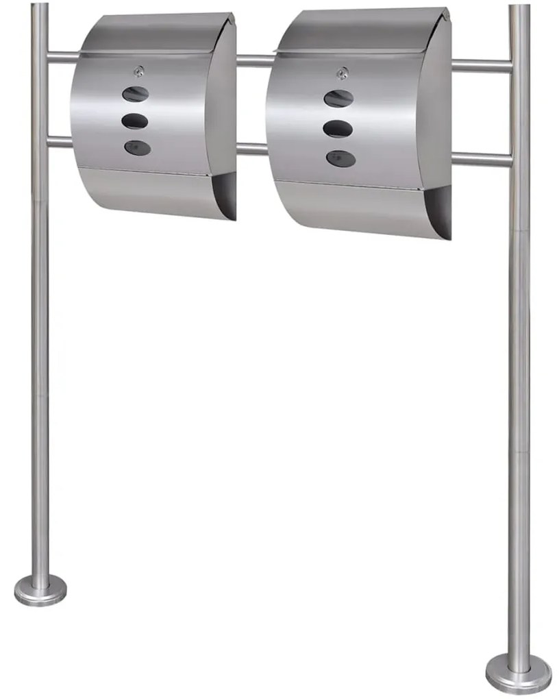Casetta Della Posta Doppia Con Supporto İn Acciaio Inox /
