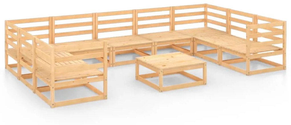 Set divani da giardino 10 pz in legno massello di pino