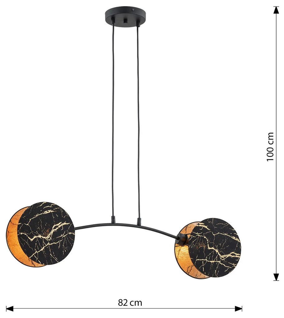 Lampada A Sospensione 2 Luci Moderna Nut In Acciaio Effetto Marmo Nero