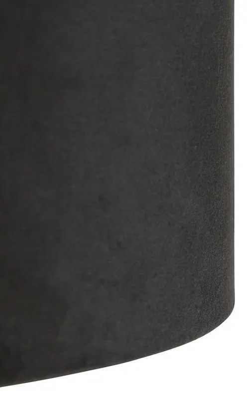 Lampada a sospensione nera con paralume in velluto nero con oro 35 cm - Blitz