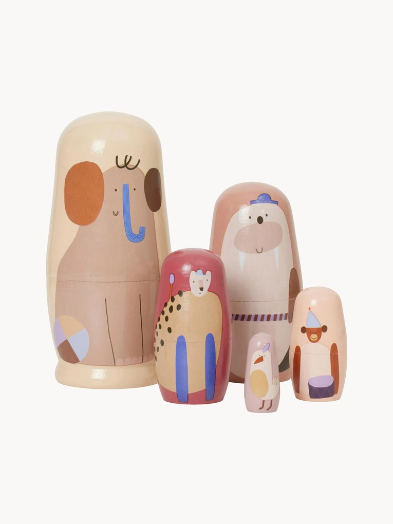 Set di 5 matrioske in legno Schima Superba Critter