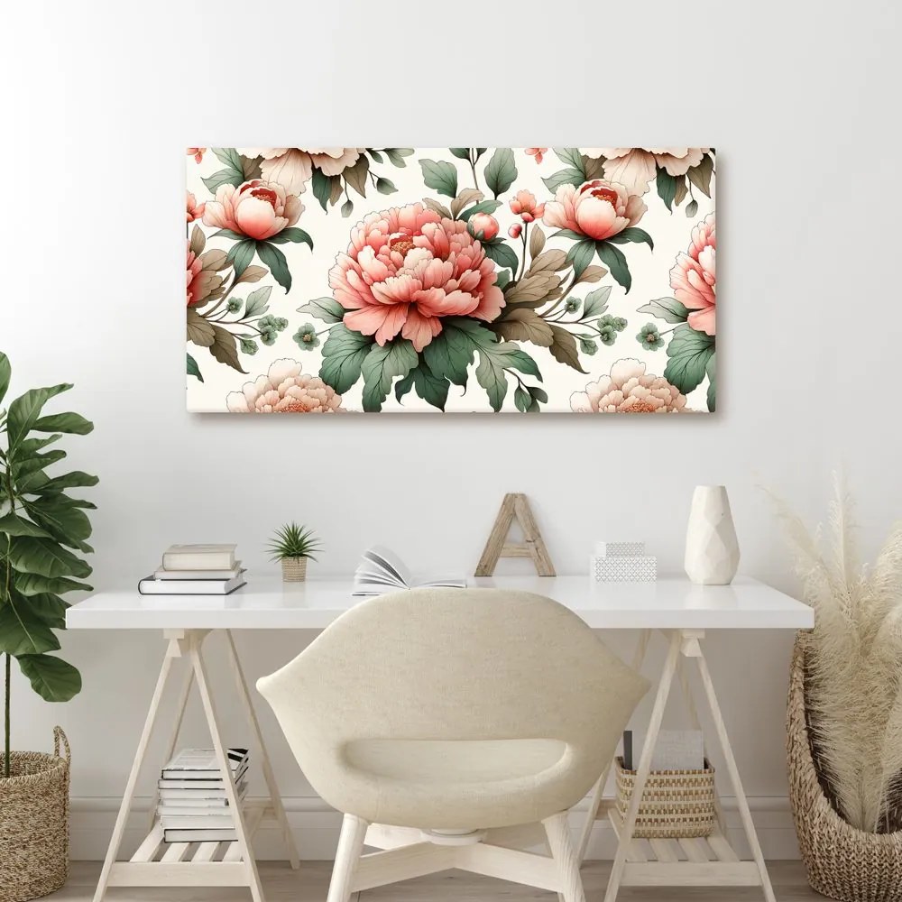 Quadro su tela – Eleganti peonie rosa
