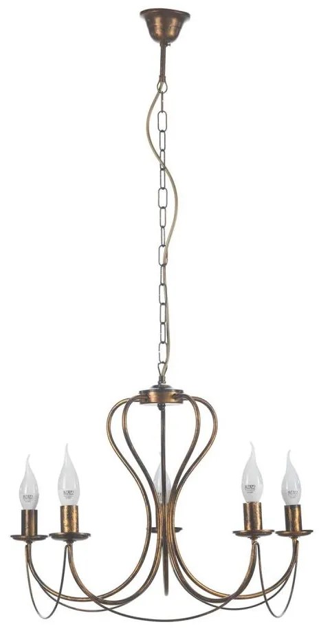 ONLI - Lampadario a sospensione con catena CANDELA 5xE14/6W/230V bronzo