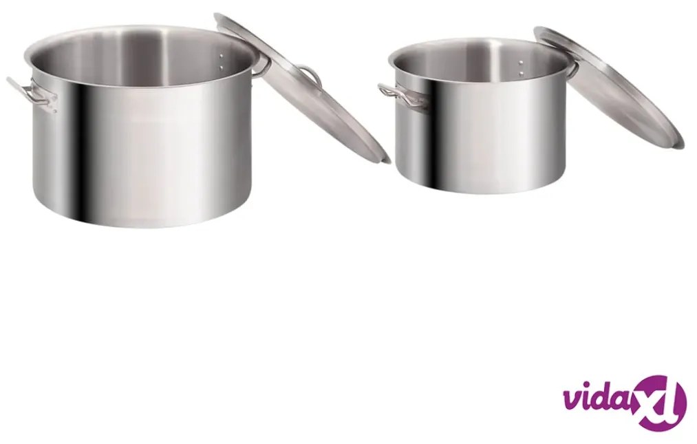vidaXL Set di Pentole 2 pz 44/24 L in Acciaio Inossidabile