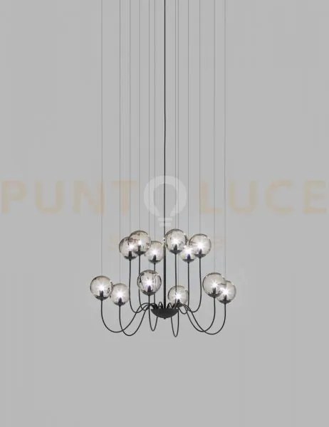 Puppet sospensione 12p fume' trasparente nero opaco 12 luci attacco...