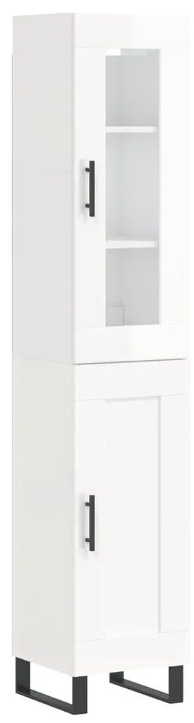 Credenza 34,5x34x180 cm in legno multistrato bianco lucido