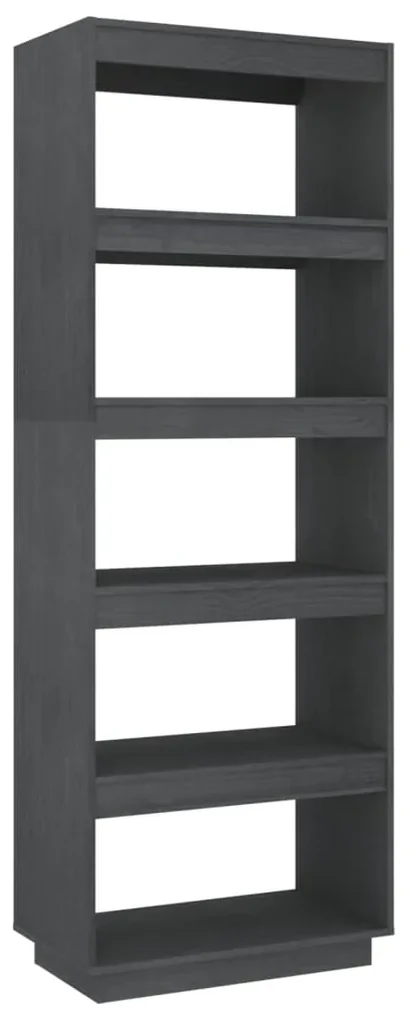 Libreria/divisorio grigio 60x35x167cm in legno massello di pino