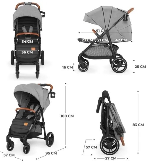 KINDERKRAFT - Passeggino GRANDE PLUS grigio