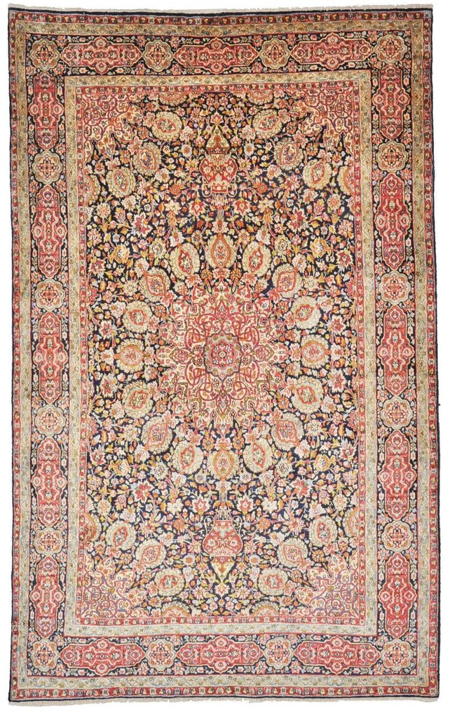 Kerman Tappeto persiano 150 x 240 Blu (Iran) Annodato A Mano