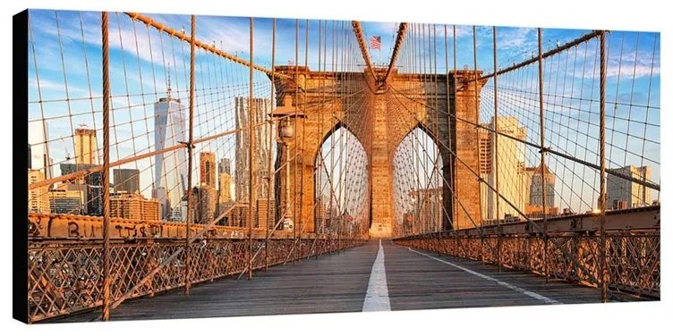 Stampa su tela Sul ponte di Brooklyn, multicolore 190 x 90 cm