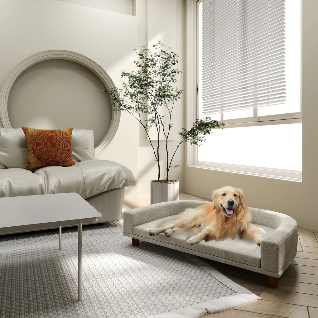 Cuccia per Cani di Taglia Grande Divano con Cuscino Sfoderabile 98x67x25 cm Grigio...