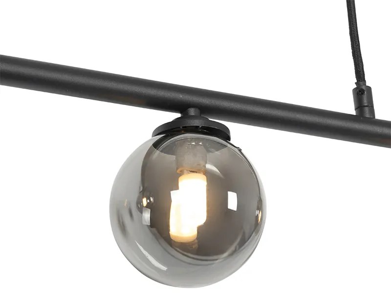 Lampada a sospensione moderna nera 100 cm 5 luci con vetro fumé - ATHENAS