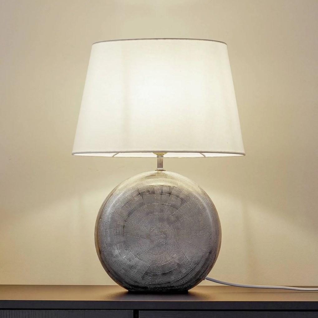 Lampada da tavolo Lindby Florentino, 49 cm, ceramica, tessuto