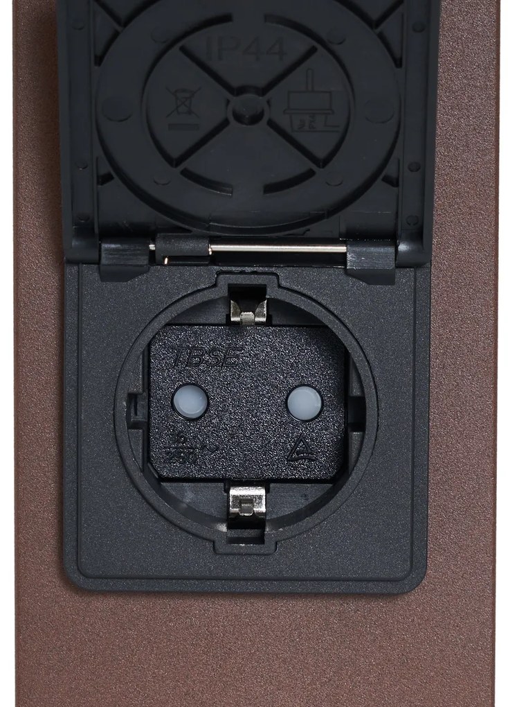 Lampada da esterno industriale color marrone ruggine con vetro fumé 70 cm con sensore crepuscolare IP44 - Denmark