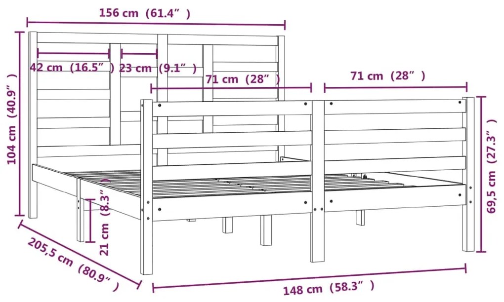 Giroletto Miele in Legno Massello 150x200 cm King Size