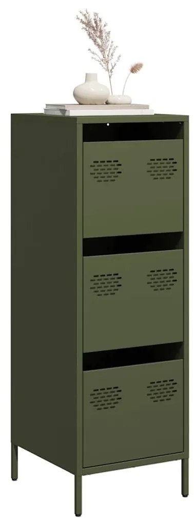 Credenza Verde Oliva 39x35x103,5 Cm İn Acciaio /
