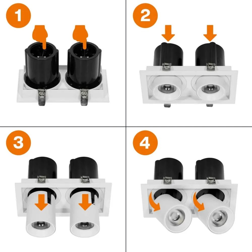 Faro LED da Incasso Orientabile 2x15W CCT Foro 160x75mm Bridgelux LED Colore Bianco Variabile CCT