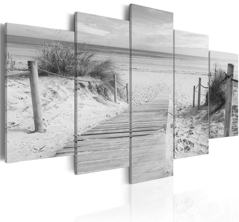 Quadro Mattina in spiaggia  in bianco e nero  Colore bianco e nero, Dimensioni e Misure 100x50