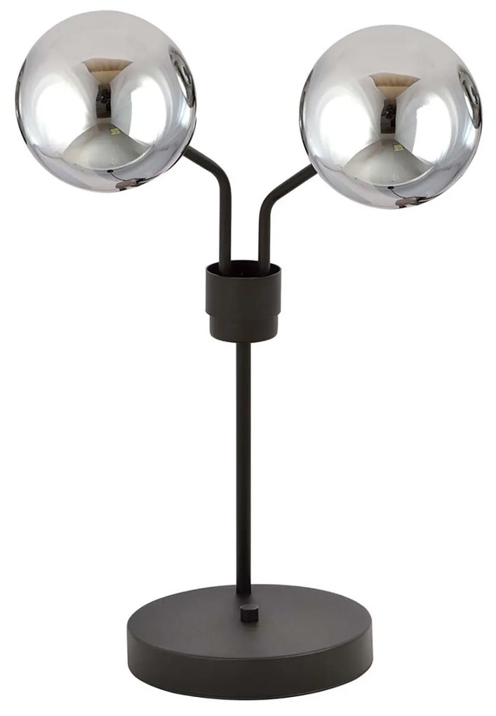 Lampada Da Tavolo Moderna Orione Acciaio Nero Grigio 2 Luci E14 Ip20