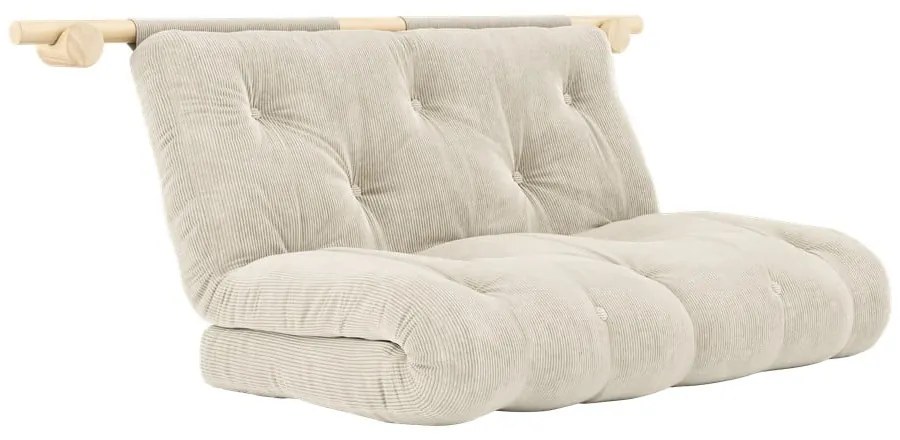 Divano color crema allungabile con rivestimento in velluto a coste 135 cm Hooked – Karup Design