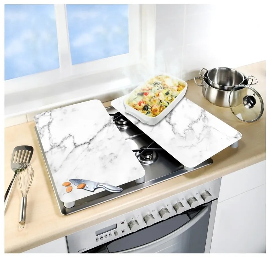 Set di 2 copri stufe in vetro, 52 x 30 cm Marble - Wenko