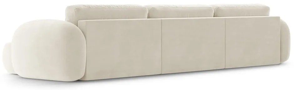 Divano angolare color crema allungabile/con contenitore (a U) con rivestimento in velluto Tonale – Cosmopolitan Design