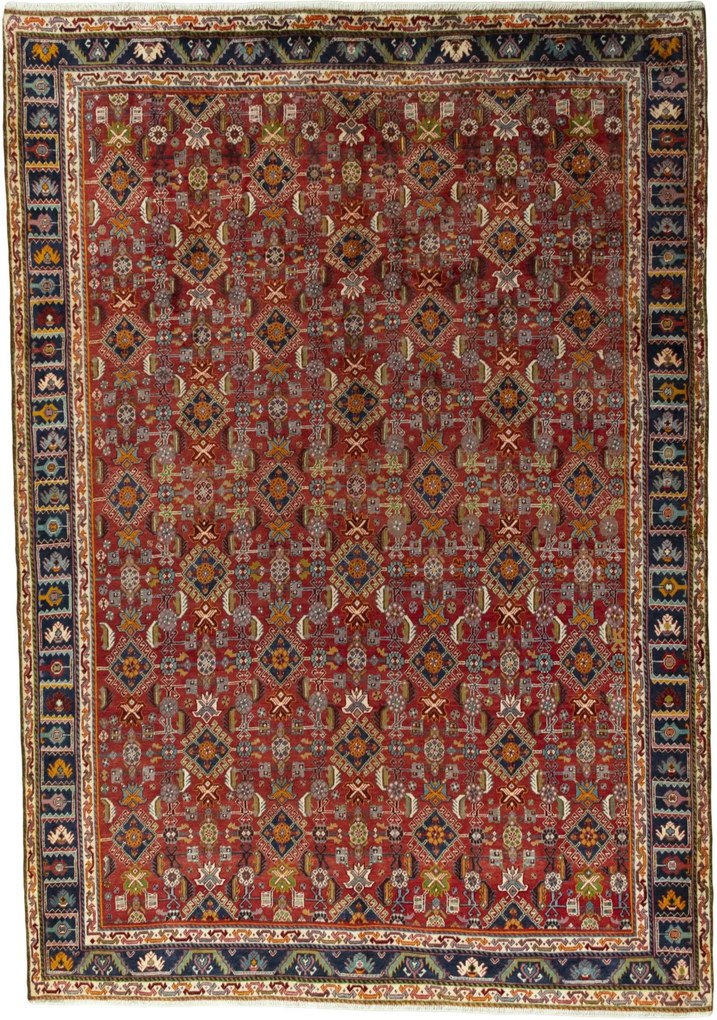 Shiraz Tappeto 310 x 210 Rosso (Iran) Annodato A Mano